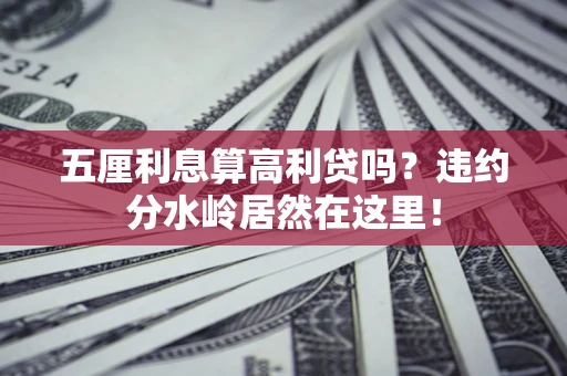 武汉五厘利息算高利贷吗？违约分水岭居然在这里！